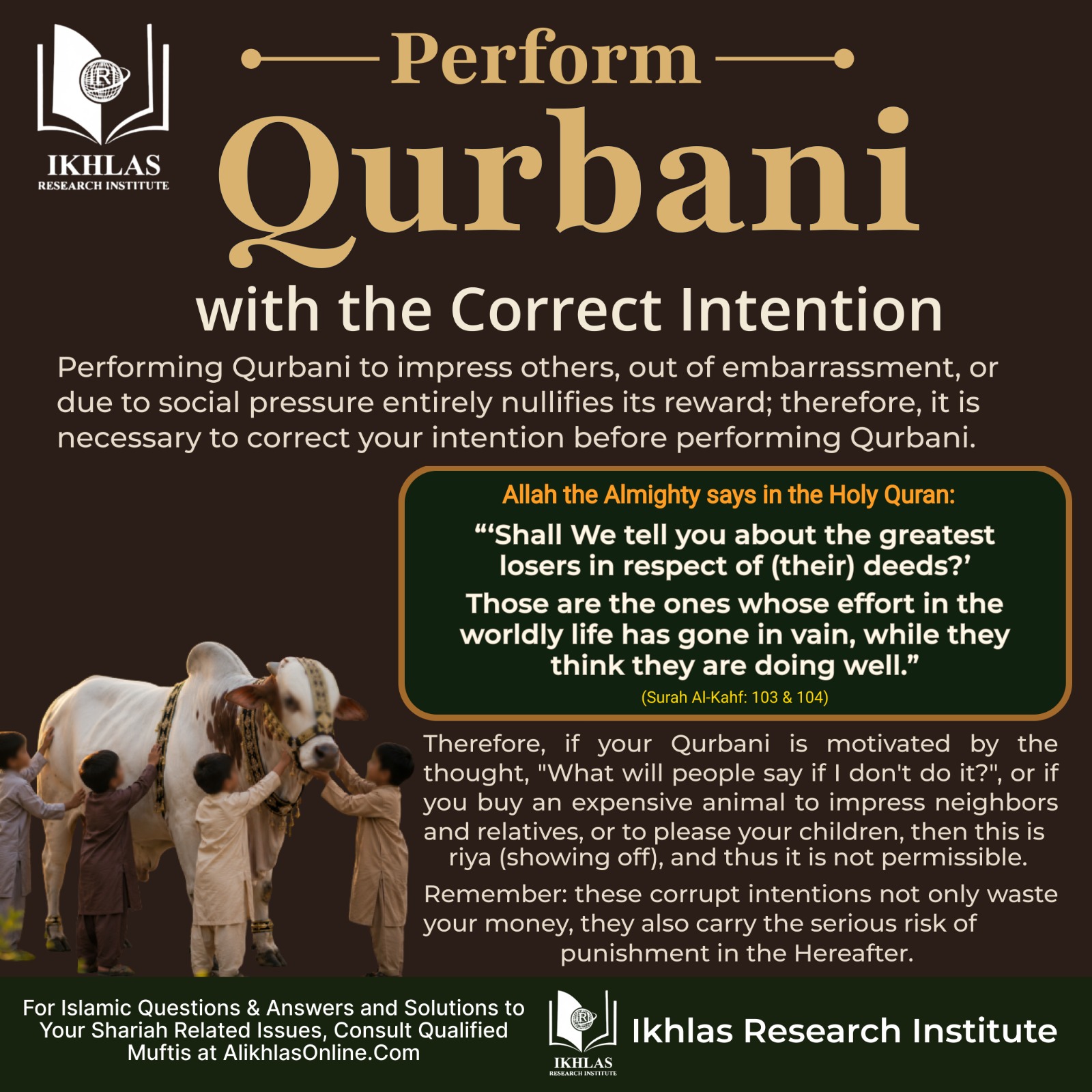 perform Qurbani with tha Correct intention